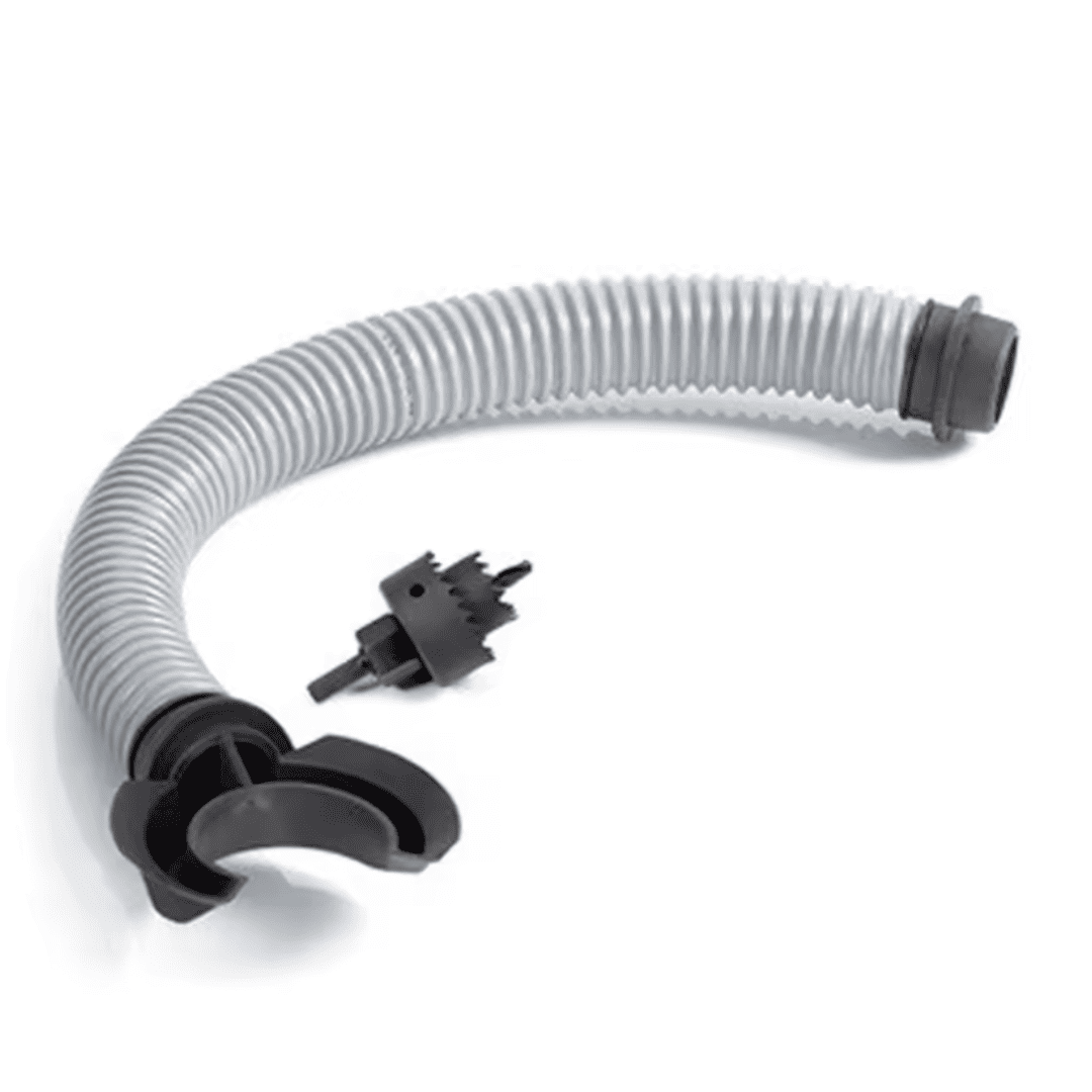 Aansluitset regenton zonder kraan met RVS flexibele slang van Houtenton.nl voor aansluiting op de regenpijp