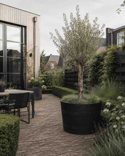 Houten Plantenbak Half 'Zwart'