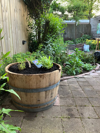 Houten Ton Plantenbak Half 'Wijn'