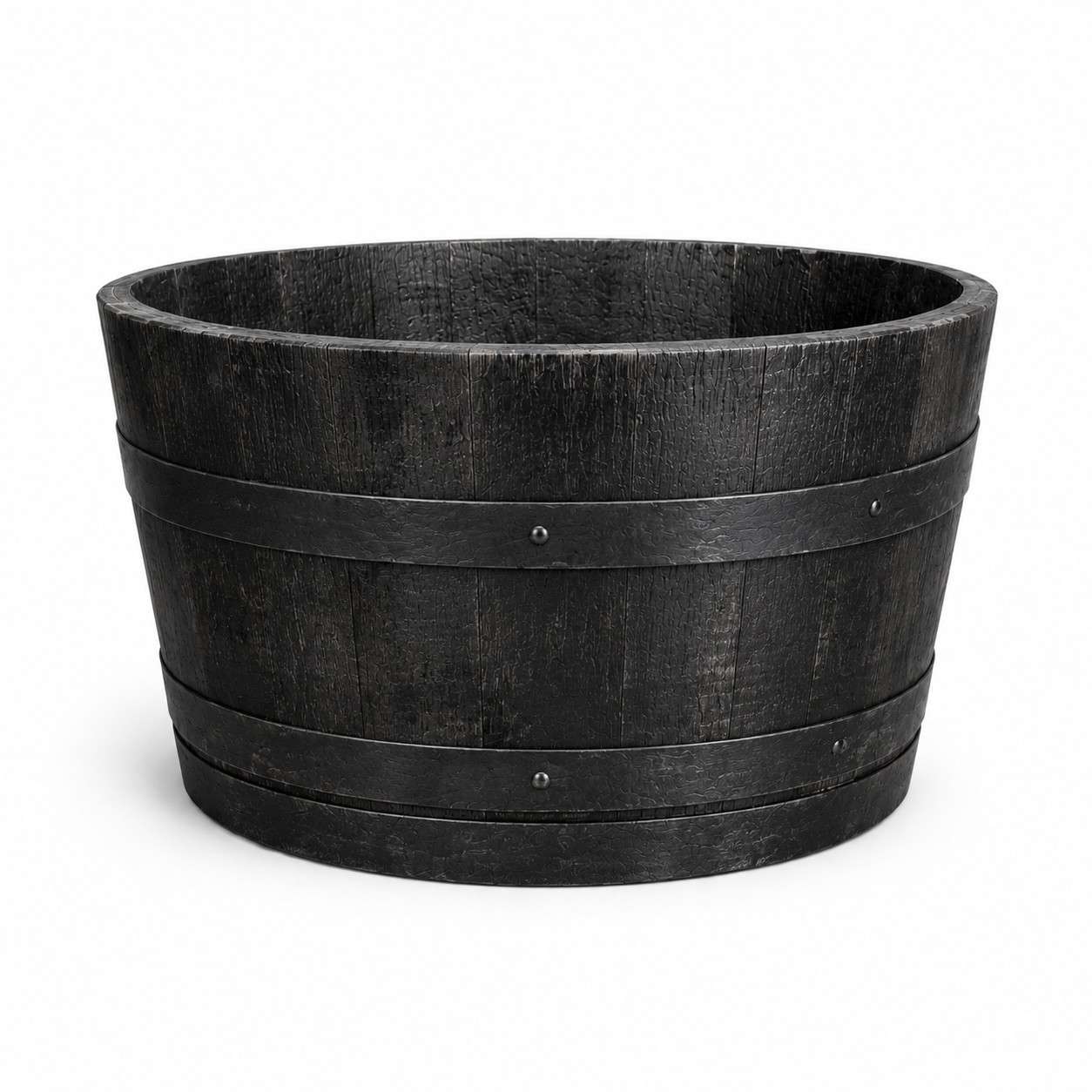 Houten Ton Plantenbak Half 'Zwart'